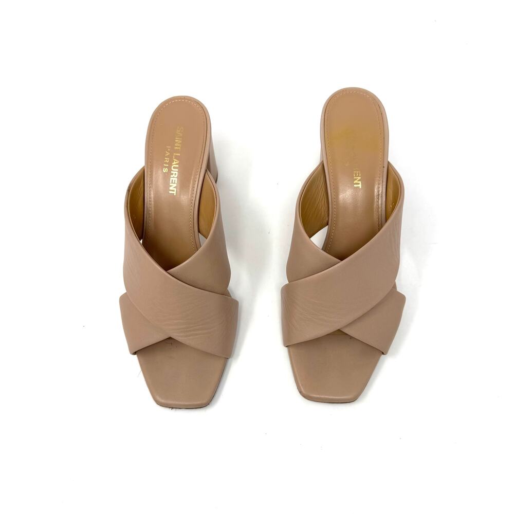 Saint Laurent Loulou Crisscross Leather Mules in Nude Beige – Size 38 | 8 - Picture 3 of 14